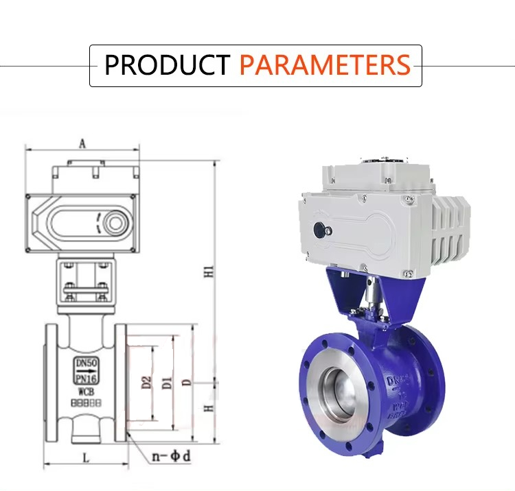 High temperature ANSI 150-300LB JIS 10K 304 316 stainless steel motorized electric actuator V-Type Flanged Ball Valve