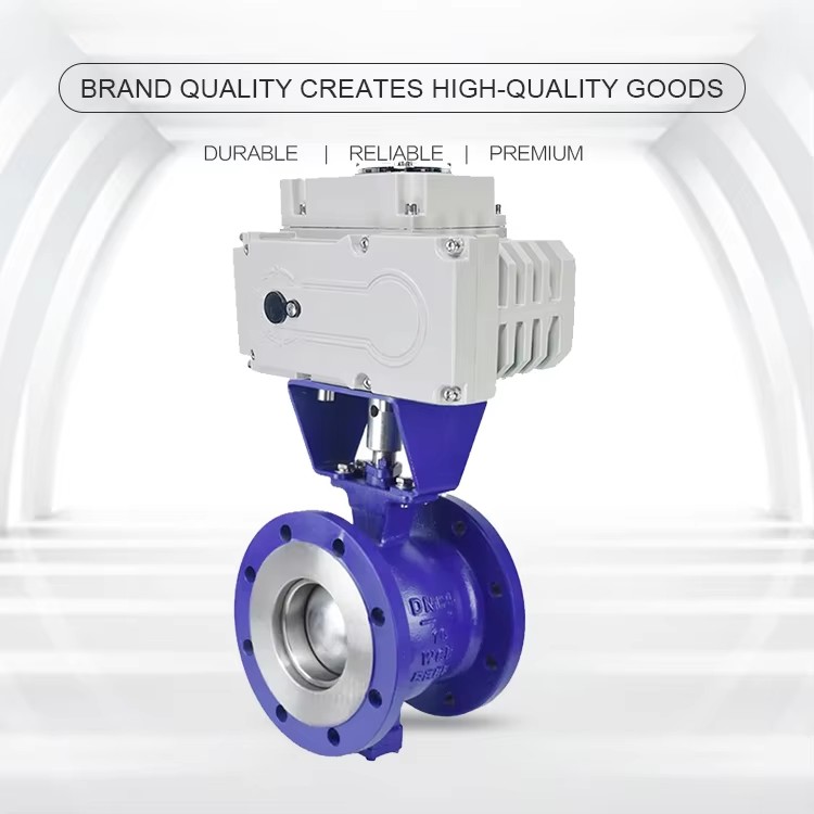 High temperature ANSI 150-300LB JIS 10K 304 316 stainless steel motorized electric actuator V-Type Flanged Ball Valve